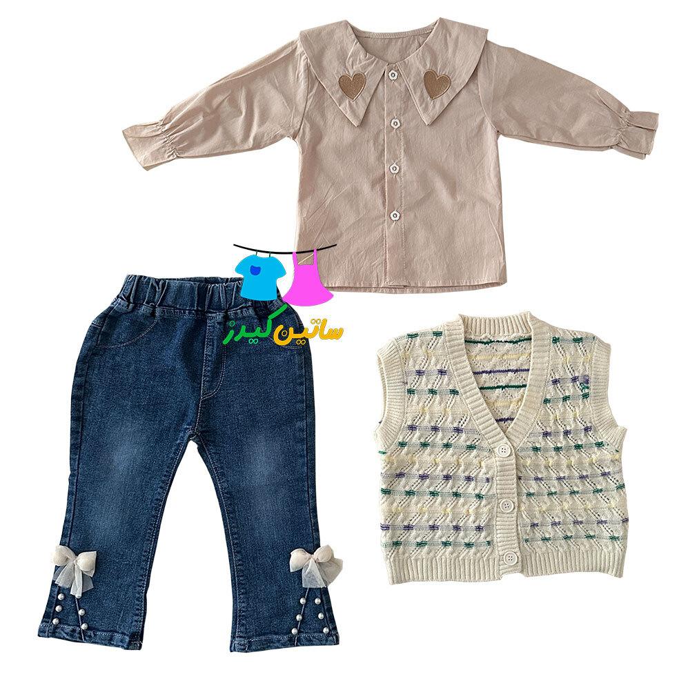 ست شومیز شلوار دخترانه- رنگ سال- استایل خاص دخترانه- لباس شیک دخترانه- لباس عید- لباس کیوت دخترانه- شومیز و شلوار جین