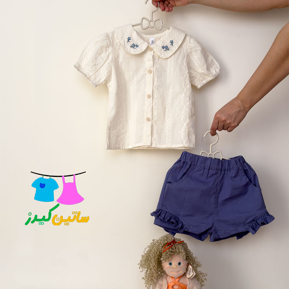  ست شومیز شلوارک خامه دوزی- ست دخترانه عید- شیک ترین استایل دختر- استایل خاص دخترانه- شومیز گلدوزی- بهترین لباس دخترانه- 