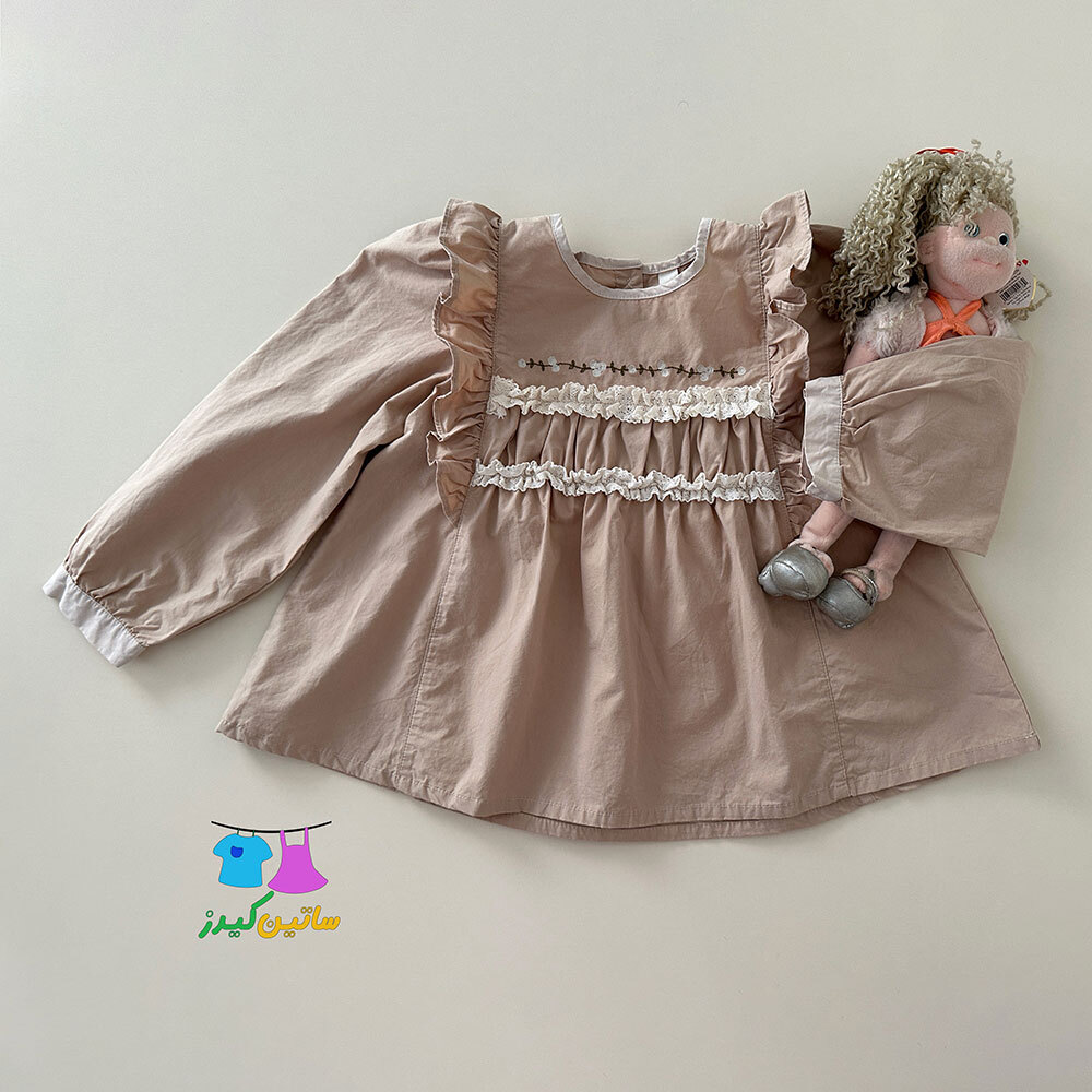 پیراهن چین دار گلدوزی دخترانه- رنگ سال- لباس عید دخترانه- شیکترین لباس دخترانه- استایل خاص دخترانه- لباس گلدوزی دخترانه