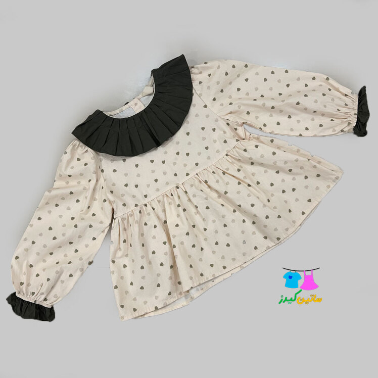 شومیز عروسکی دخترانه- لباس کیوت دخترانه- لباس ترند دخترانه- استایل شیک دخترانه- لباس عید دخترانه- ساتین کیدز- 9921340349