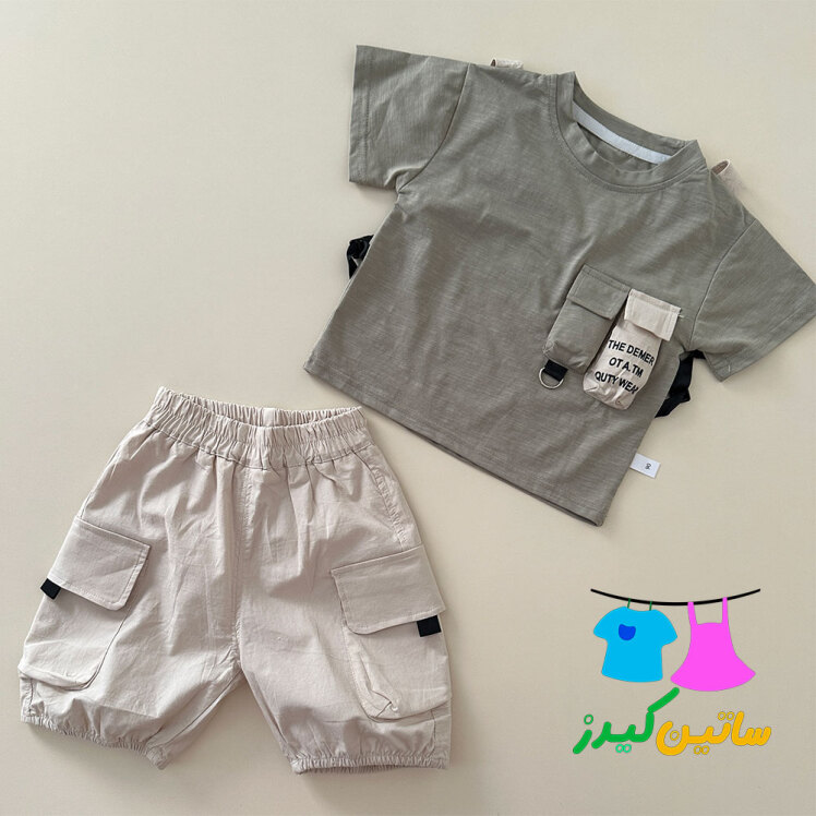ست دو تکه بلوز شلوارک پسرانه - شلوارک و تیشرت بهاره پسرانه- ست عید پسرانه- لباس شیک پسرانه- استایل پسرانه- لباس کیوت پسر