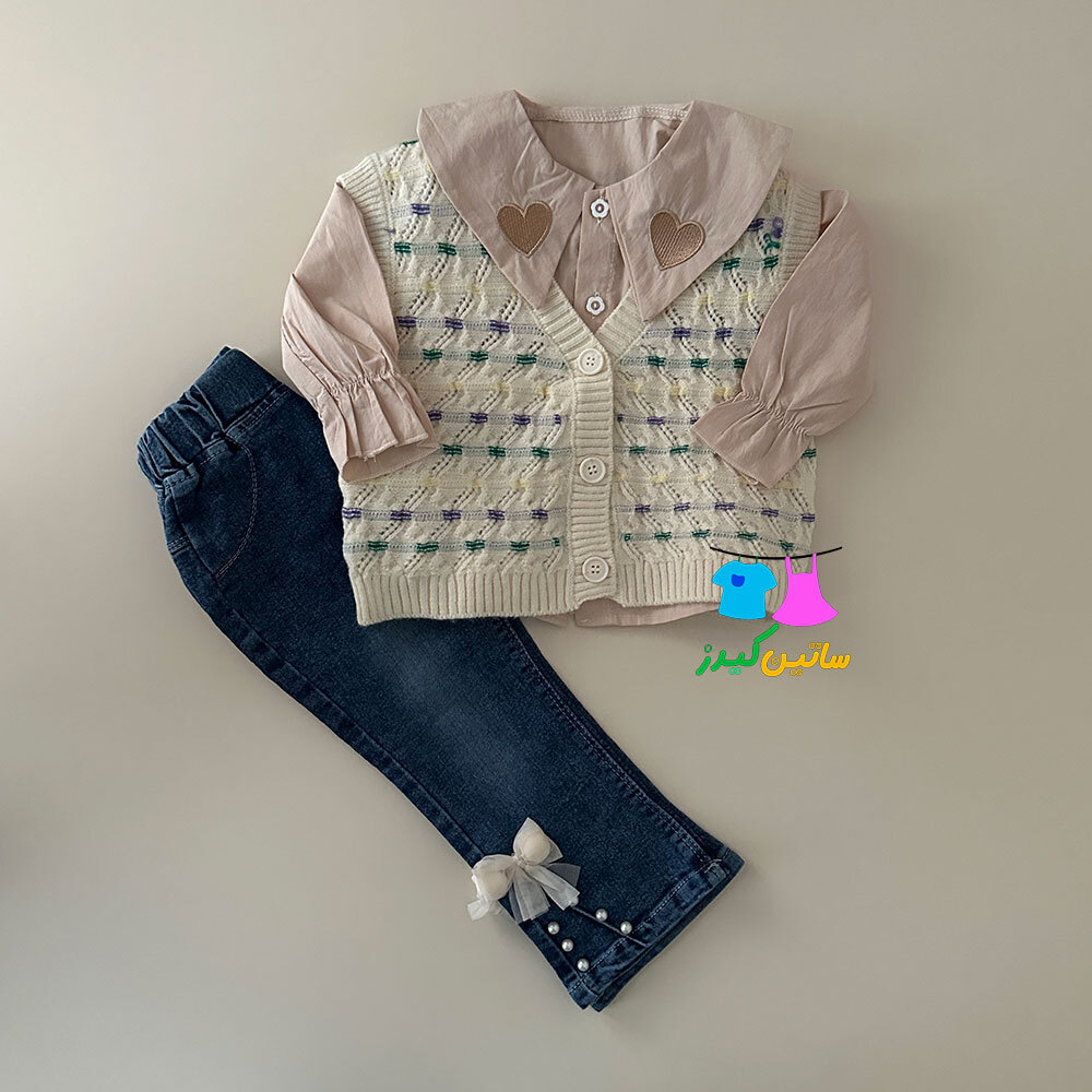 ست شومیز شلوار دخترانه- رنگ سال- استایل خاص دخترانه- لباس شیک دخترانه- لباس عید- لباس کیوت دخترانه- شومیز و شلوار جین