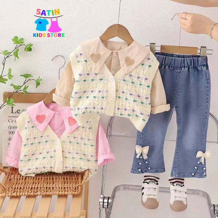 ست شومیز شلوار دخترانه- رنگ سال- استایل خاص دخترانه- لباس شیک دخترانه- لباس عید- لباس کیوت دخترانه- شومیز و شلوار جین