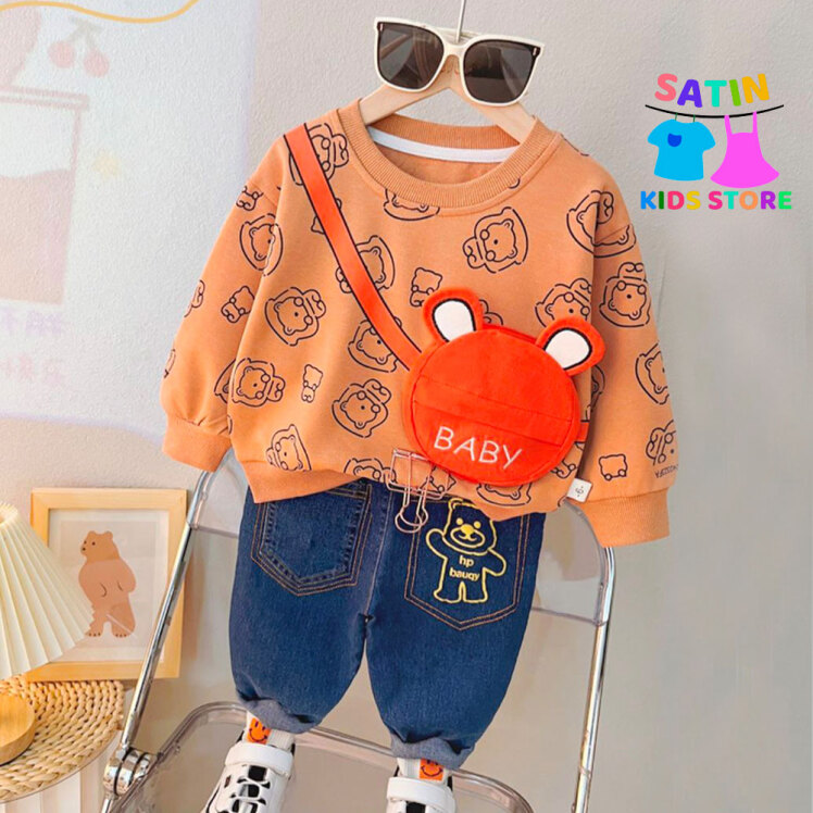 ست دورس و شلوار پسرانه- ست عروسکی پسرانه- لباس عید پسرانه- لباس جیب عروسکی پسرانه- لباس کیوت پسرانه- استایل شیک پسرانه