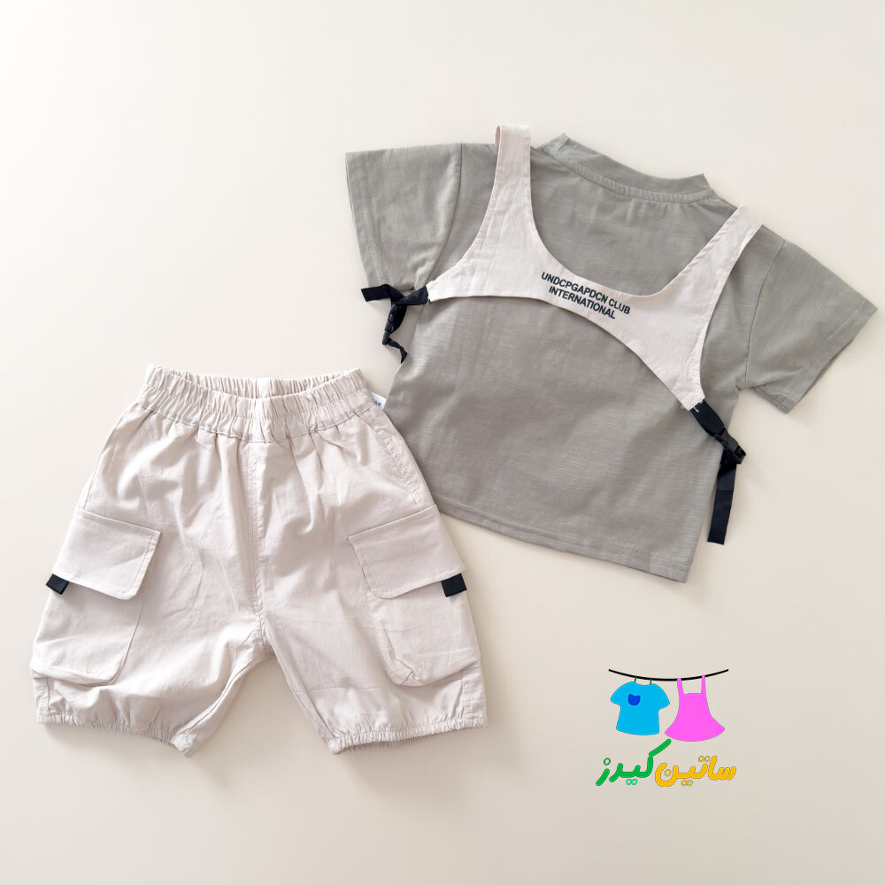 ست دو تکه بلوز شلوارک پسرانه - شلوارک و تیشرت بهاره پسرانه- ست عید پسرانه- لباس شیک پسرانه- استایل پسرانه- لباس کیوت پسر