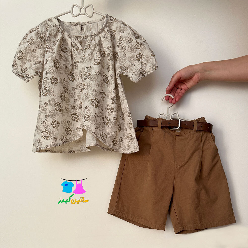 ست دخترانه- شومیز شلوارک دخترانه- استایل خاص دخترانه- رنگ نود- رنگ سال- بلوز شلوارک دخترانه- لباس عید دخترانه- لباس شیک