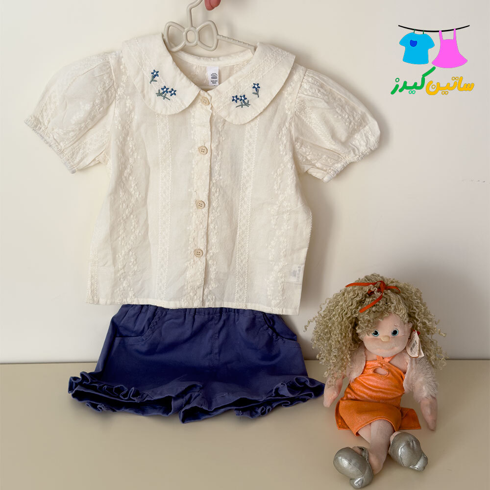  ست شومیز شلوارک خامه دوزی- ست دخترانه عید- شیک ترین استایل دختر- استایل خاص دخترانه- شومیز گلدوزی- بهترین لباس دخترانه- 