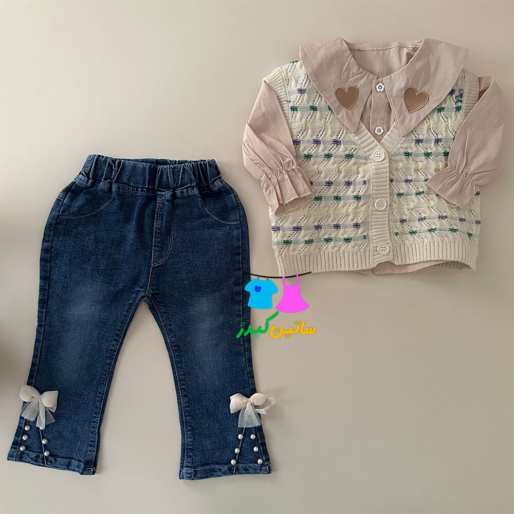 ست شومیز شلوار دخترانه- رنگ سال- استایل خاص دخترانه- لباس شیک دخترانه- لباس عید- لباس کیوت دخترانه- شومیز و شلوار جین